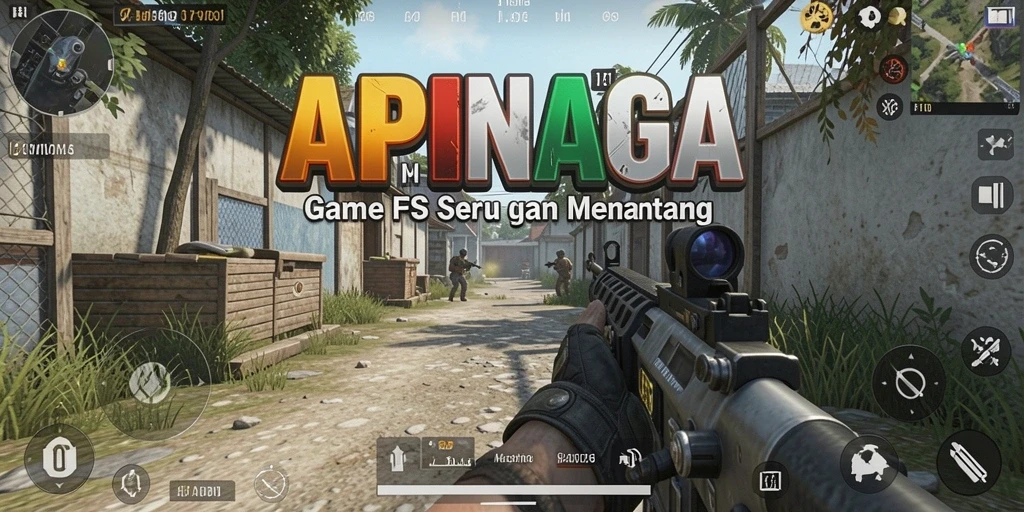 Screenshot gameplay APINAGA yang menunjukkan aksi tembak-menembak yang intens.