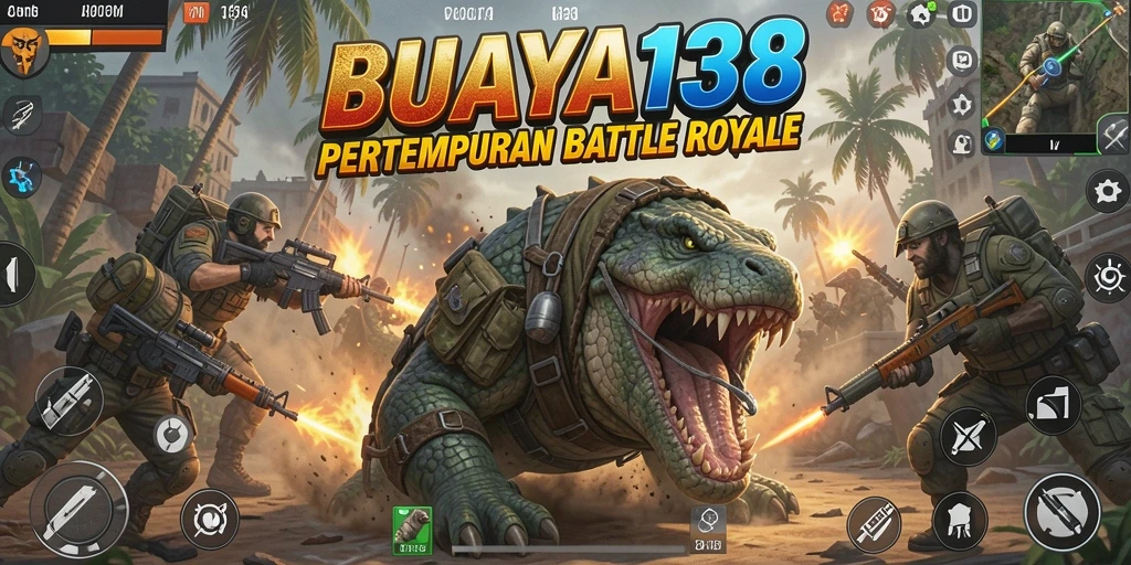Tangkapan layar gameplay seru dari BUAYA138 dengan aksi Battle Royale.