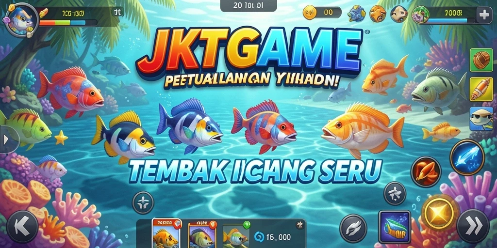 Gameplay seru JKTGAME dengan aksi Tembak Ikan yang mendebarkan.