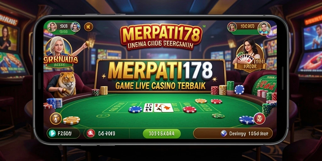 Tangkapan layar MERPATI178 yang menunjukkan dealer langsung dalam permainan.