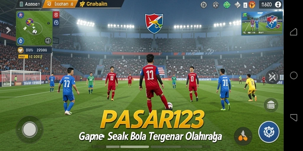 Screenshot PASAR123 menunjukkan aksi mendebarkan di lapangan sepak bola.
