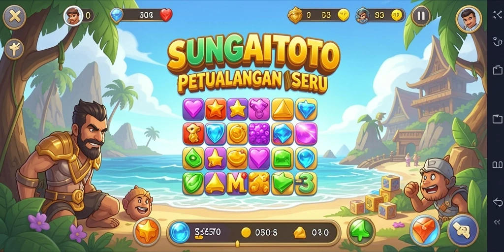 Screenshot gameplay SUNGAITOTO dengan aksi Match-3 yang seru.