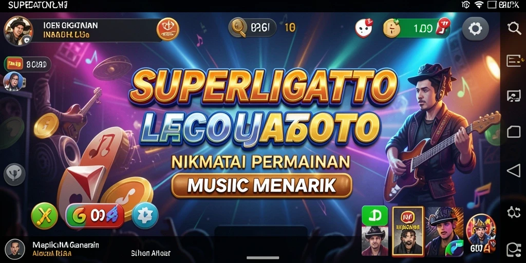 Tampilan gameplay <strong>SUPERLIGATOTO</strong> yang menarik dengan berbagai genre musik.