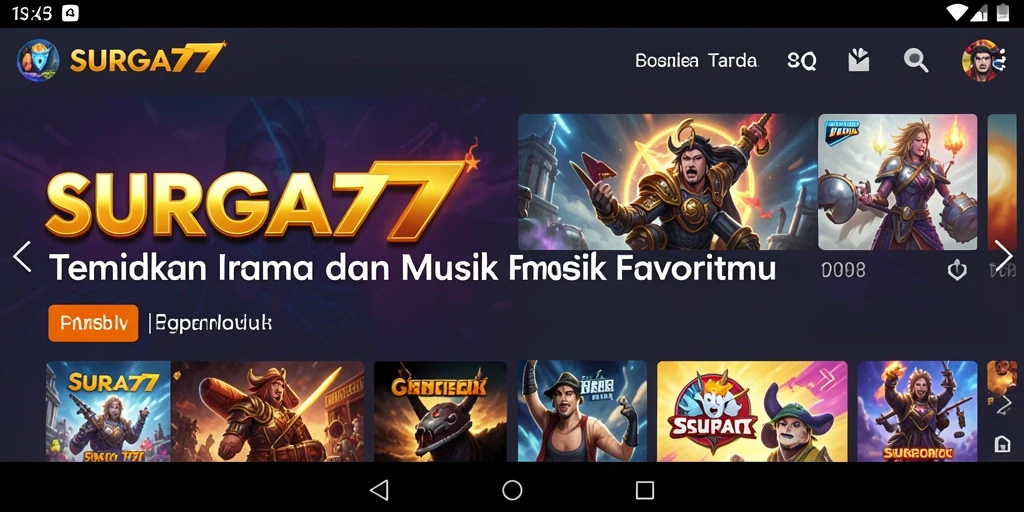 Tampilan screenshot utama SURGA77 dengan gameplay musik yang dinamis.